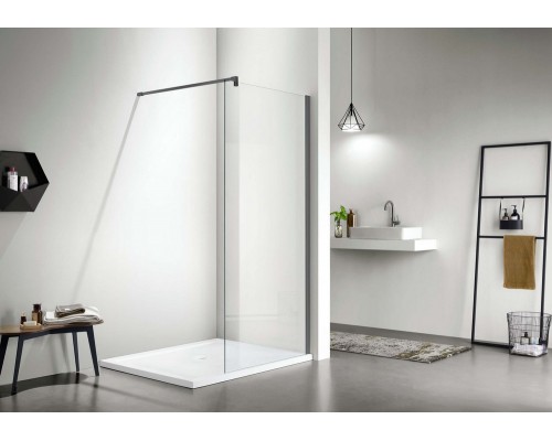 AQ WIW 08020GM Душевая перегородка Walk in с держателем 800x2000 профиль оружейная сталь, стекло прозрачное AQ WIW 08020GM