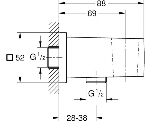 26370000 Euphoria Cube Подключение для душевого шланга с держателем, хром 26370000