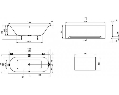 Ванна CITY 180х80 белая (для установки в короб) C920000000