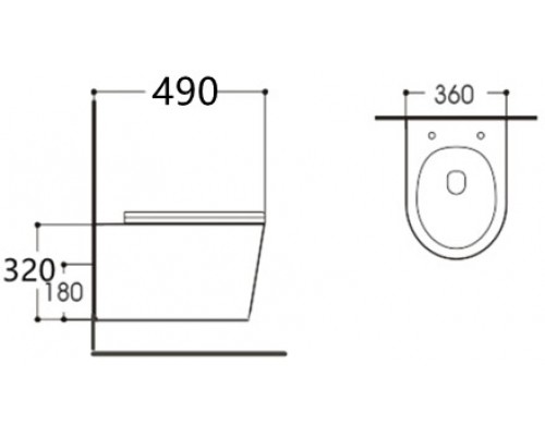 AQ1904-00 ВЕГА Унитаз-компакт подвесной безободковый 490360320мм, тонкое сиденье с механизмом плавного закрывания, крепеж AQ1904-00