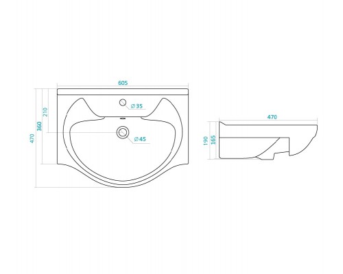 1.WH10.9.652 БАЙКАЛ умывальник 60 см 1.WH10.9.652