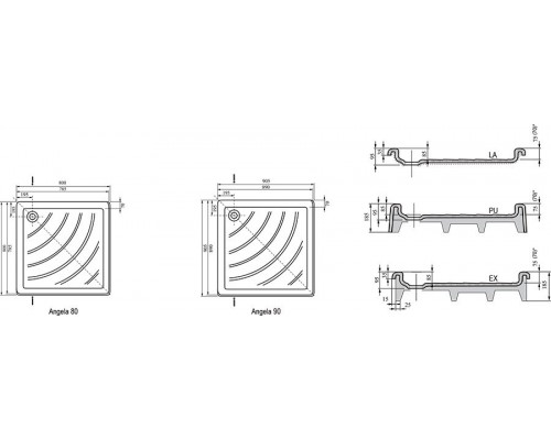 поддон Angela-80 LA белый A014401220