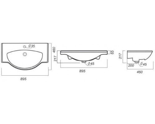 CLASSIC 90 Умывальник (WB.FN/Classic/90-C/WHT.G/S1) WB.FN/Classic/90-C/WHT.G/S1