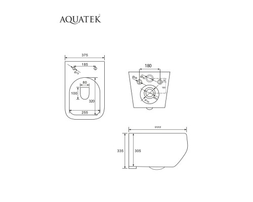 SET AQUATEK МЕДЕЯ T (рама AQUATEK Standard INS-0000012 + крепеж KKI-0000002 +унитаз AQ1537T-00 МЕДЕЯ Унитаз подвесной, с тонким сиденьем soft-close) SET AQUATEK МЕДЕЯ T