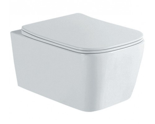 AQ1148N-00 ЛИБРА New Унитаз-компакт подвесной безободковый 495350260мм, тонкое сиденье с механизмом плавного закрывания, крепеж AQ1148N-00