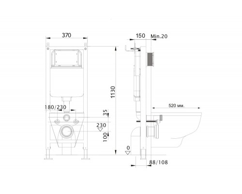 SET AQUATEK ОБЕРОН T-012 4в1 (рама INS-0000017 +крепеж KKI-0000002+ клавиша KDI-0000012+унитаз AQ1365T-00 ОБЕРОН с тонким сиденьем soft-close) SET AQUATEK ОБЕРОН T-012 4в1