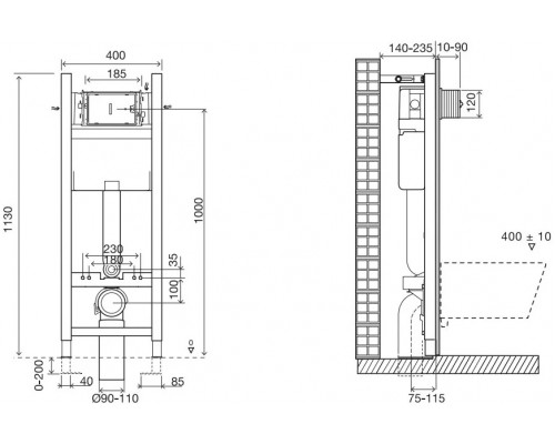 E21774RU-00 Унитаз c инсталляцией 40 см Jacob Delafon Modern Life, сиденье тонкое микролифт, (E33131RU-NF+E77168+E77725) E21774RU-00