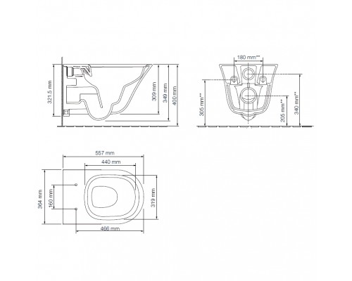 E28079RU-CP Унитаз c инсталляцией Vive, сиденье тонкое микролифт, панель для двойного смыва, хром (E36495-NF+E36496-CP+E28078+28781IN-0) E28079RU-CP