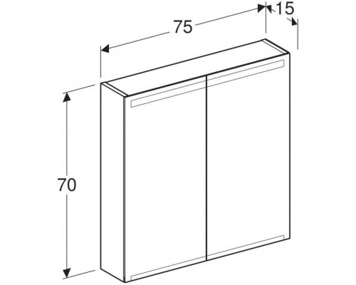 500.205.00.1 Option Зеркальный шкафчик с подсветкой 750х700х150 мм 500.205.00.1