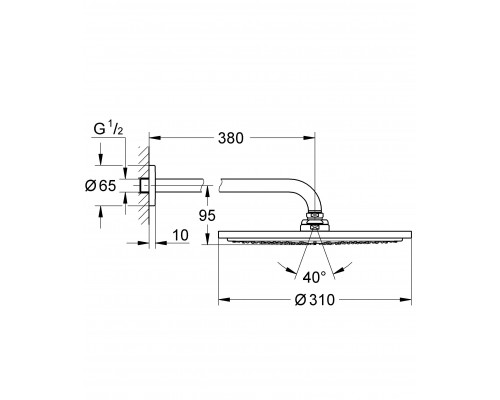 26066GN0 Rainshower Верхний душ с кронштейном, I режим, 9,5 л/мин, холодный рассвет матовый 26066GN0