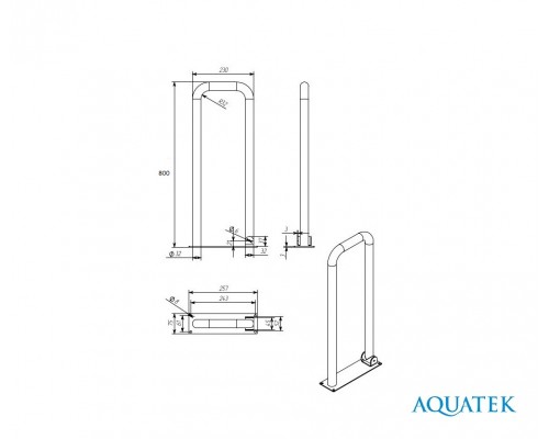 Поручень настенный откидной 800230мм (ПРОДАЕМ ИЗ НАЛИЧИЯ) POR-0000004