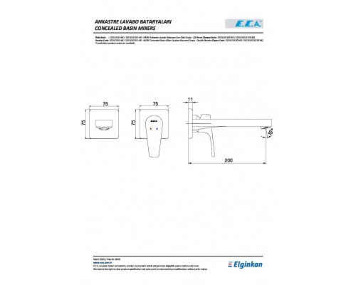 102167613EX-KK NIOBE смеситель для раковины 2 отв. внешняя часть) 102167613EX-KK