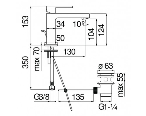 UP94118/1BM UP смеситель для раковины, матовый черный UP94118/1BM
