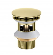 AQ6002PG сливной набор для раковины Push-open с переливом, крышка круглая, полир. золото AQ6002PG