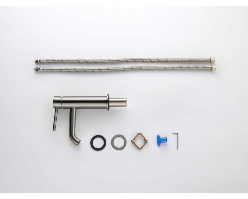 AQ1310BGM ЕВРОПА смеситель для раковины 89, без донного клапана, оружейная сталь (шлиф. черный хром) AQ1310BGM