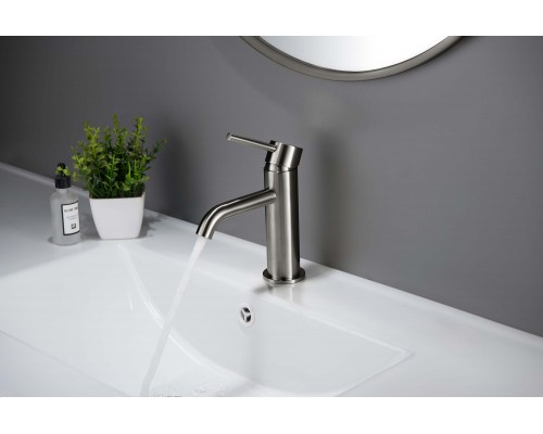 AQ1310BGM ЕВРОПА смеситель для раковины 89, без донного клапана, оружейная сталь (шлиф. черный хром) AQ1310BGM