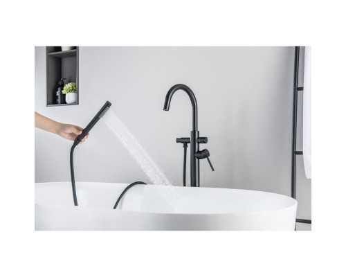AQ1345MB ЕВРОПА смеситель для ванны напольный, матовый черный AQ1345MB