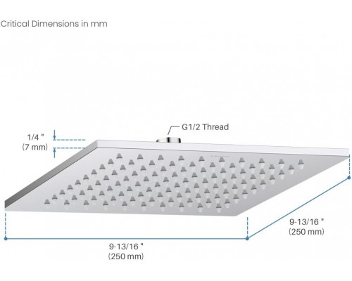 AQ2076CR квадратный верхний душ 2502507 мм AQ2076CR
