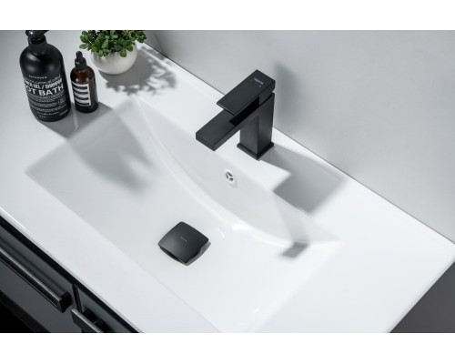 AQ6004MB сливной набор для раковины Push-open с переливом, крышка квадратная, матовый черный AQ6004MB