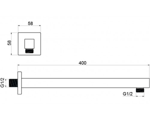 AQ2177MB держатель верхнего душа настенный 400 мм, матовый черный AQ2177MB