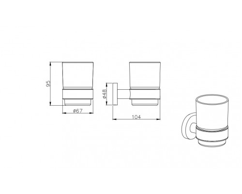 AQ4004MB ВЕГА стакан с держателем, матовый черный AQ4004MB