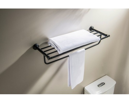 AQ4515MB КЛАССИК полка для полотенец, матовый черный AQ4515MB