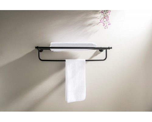 AQ4515MB КЛАССИК полка для полотенец, матовый черный AQ4515MB