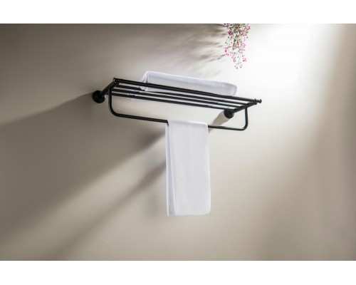 AQ4515MB КЛАССИК полка для полотенец, матовый черный AQ4515MB