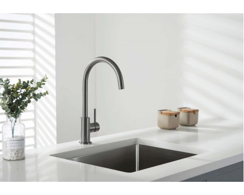 AQ1382BGM ЕВРОПА смеситель для кухни, оружейная сталь (шлиф. черный хром) AQ1382BGM