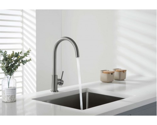 AQ1382BGM ЕВРОПА смеситель для кухни, оружейная сталь (шлиф. черный хром) AQ1382BGM