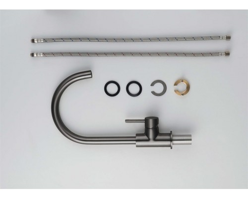 AQ1382BGM ЕВРОПА смеситель для кухни, оружейная сталь (шлиф. черный хром) AQ1382BGM