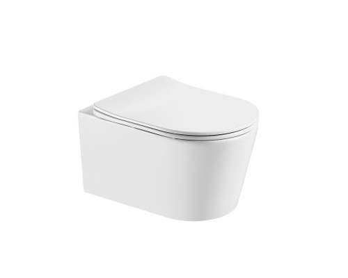 AQ1363WT-00 ОБЕРОН Унитаз подвесной безободковый tornado 531360344мм, тонкое сиденье с механизмом плавного закрывания, крепеж AQ1363WT-00