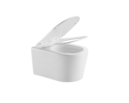 AQ1363WT-00 ОБЕРОН Унитаз подвесной безободковый tornado 531360344мм, тонкое сиденье с механизмом плавного закрывания, крепеж AQ1363WT-00
