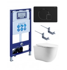 SET AQUATEK КЛАССИК cm-069 4в1 (рама AQUATEK INS-0000025 +крепление KKI-0000002 +кнопка KDI-0000069 +унитаз AQ1112-00 +тонкое сиденье с механиз) SET AQUATEK КЛАССИК cm-069 4в1