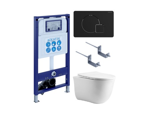 SET AQUATEK КЛАССИК cm-069 4в1 (рама AQUATEK INS-0000025 +крепление KKI-0000002 +кнопка KDI-0000069 +унитаз AQ1112-00 +тонкое сиденье с механиз) SET AQUATEK КЛАССИК cm-069 4в1