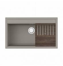 Мойка, OMOIKIRI, Kitagawa, шгв 860-510-220, отверстия для смесителя-5 промаркированных, цвет-Leningrad grey