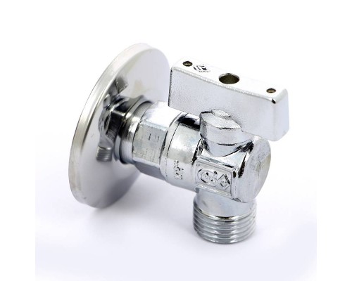 Кран шаровой Miami Bugatti НН 1/2"x1/2" угловой с розеткой 1/2" из нержавеющей стали для подключения бачков