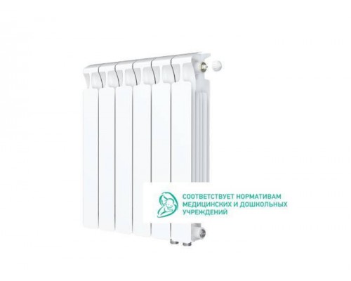Rifar Monolit Ventil 500 6 секций, нижнее правое подключение (белый)