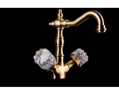 Boheme Crystal Смеситель для раковины высокий, двуручковый, цвет: бронза матовая 312-CRST