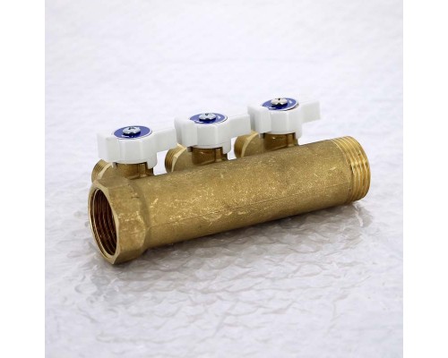 Коллектор НВ 1" с кранами UNI-FITT 3 выхода 1/2"Н 40мм Коллектор НВ 1" с кранами UNI-FITT 3 выхода 1/2"Н 40мм