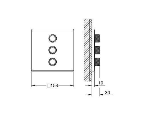 Комплект верхней монтажной части для вентиля GROHE Grohtherm SmartControl, квадратная розетка, холодный рассвет матовый (29127GN0)