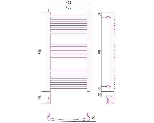 Сунержа Богема 3.0 Полотенцесушитель электрический 40x80h, лев., цвет: состар. бронза 05-5802-8040