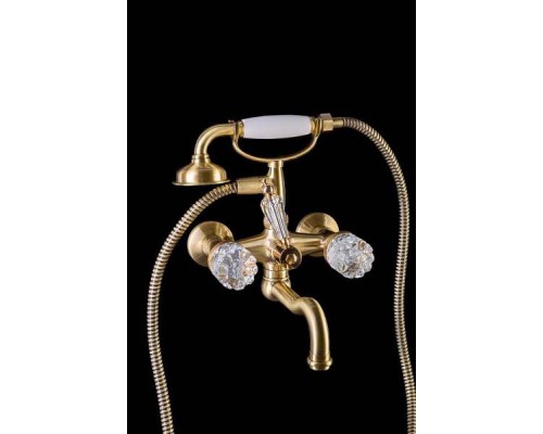 Boheme Crystal Смеситель для ванны, душевой комплект, двуручковый, цвет: бронза матовая 313-CRST