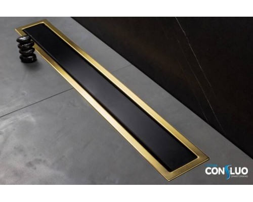 Душевой лоток, Pestan, Confluo Premium Line Black Glass Gold, шдв 120-550-105, цвет-хром матовый/чёрное стекло глянец/золото 24К глянец