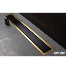 Душевой лоток, Pestan, Confluo Premium Line Black Glass Gold, шдв 120-650-105, цвет-хром матовый/чёрное стекло глянец/золото 24К глянец