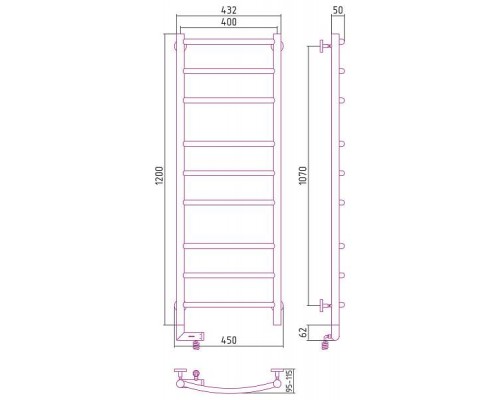 Сунержа Галант 2.0 Полотенцесушитель электрический 40x120h, лев., цвет: мат. белый 30-5200-1240