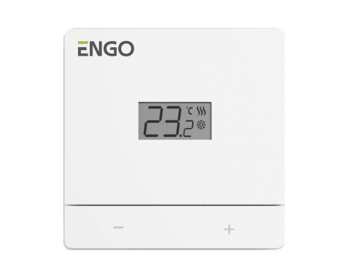 Термостат ENGO Easy комнатный накладной, с дисплеем, 2хAAA, белый