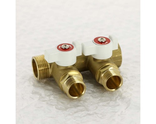 Коллектор НВ 3/4" с кранами UNI-FITT 2 выхода 1/2"Н 40мм Коллектор НВ 3/4" с кранами UNI-FITT 2 выхода 1/2"Н 40мм