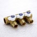 Коллектор НВ 1" с кранами UNI-FITT 3 выхода 1/2"Н 40мм