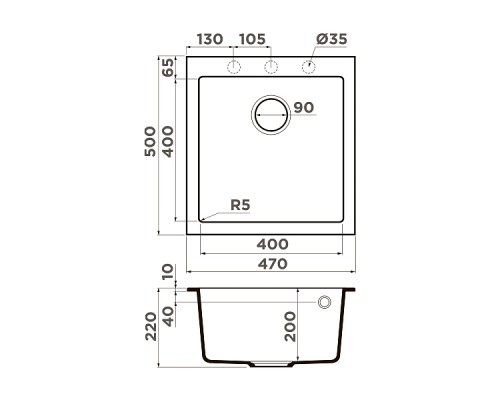Omoikiri Bosen 47-BL Кухонная мойка Tetogranit 47x50 см, цвет: черный 4993586 Omoikiri Bosen 47-BL Кухонная мойка Tetogranit 47x50 см, цвет: черный 4993586